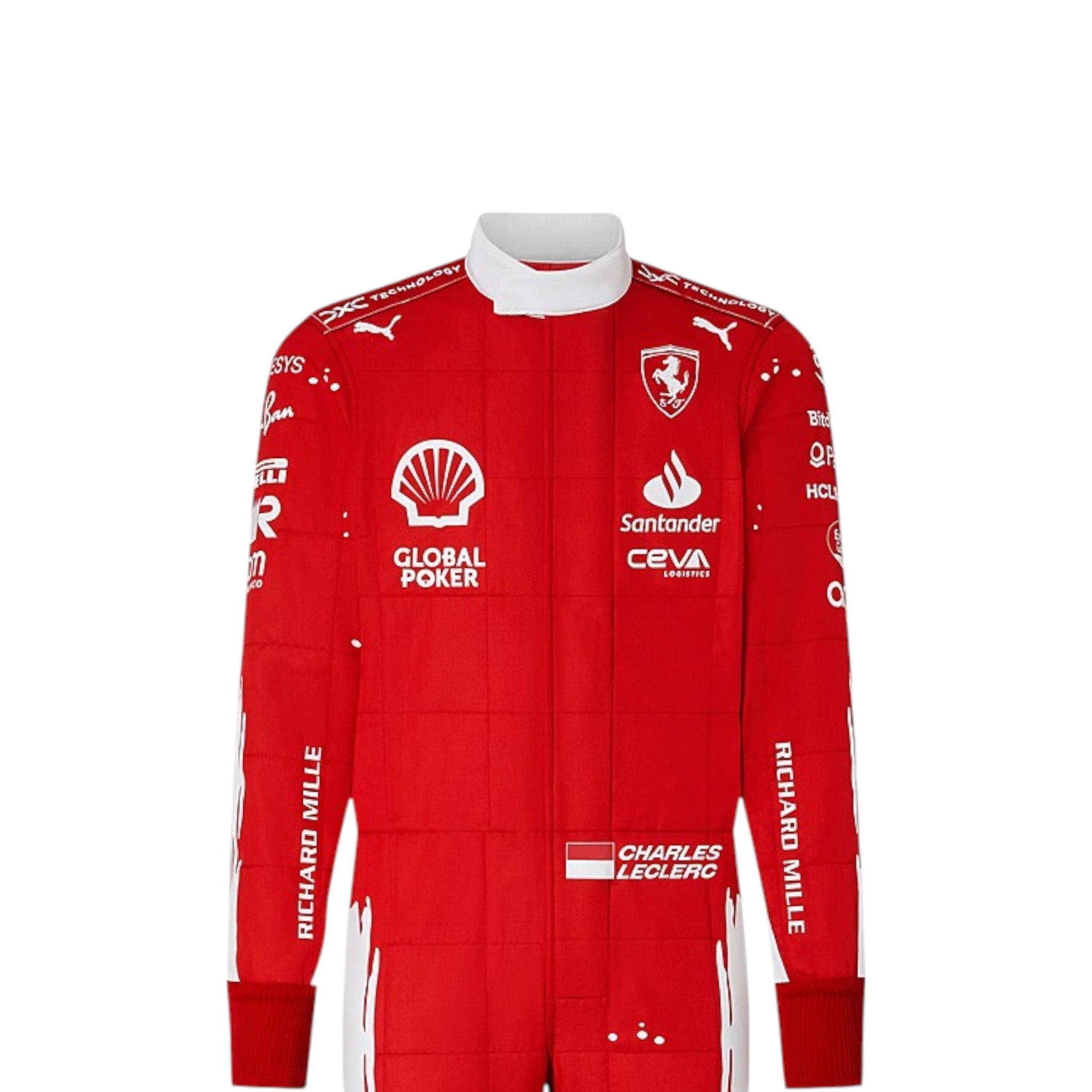 Charles Leclerc 2023 Ferrari Las Vegas GP special edition F1 race suit with event inspired design and sponsor branding