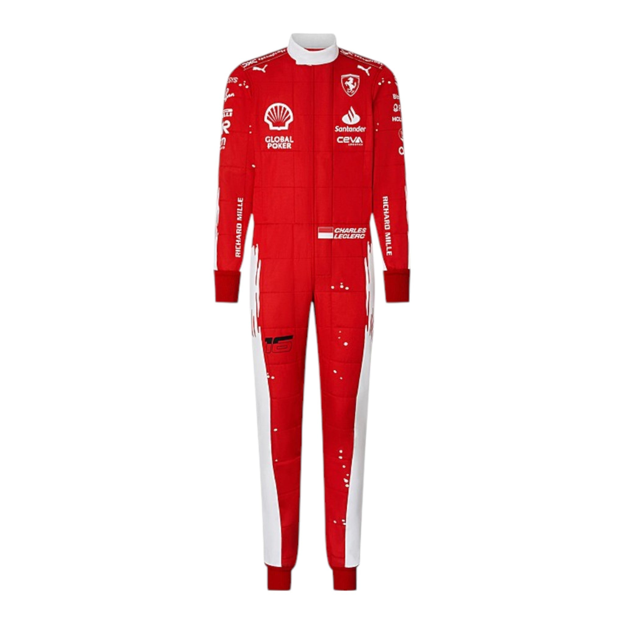 Charles Leclerc 2023 Ferrari Las Vegas GP special edition F1 race suit with event inspired design and sponsor branding