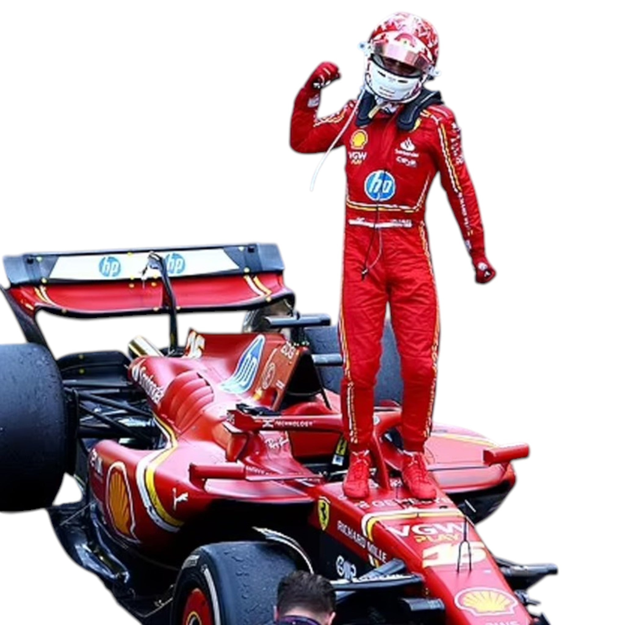Charles Leclerc 2024 Ferrari Monaco GP F1 race suit with Monaco inspired detailing and sponsor branding