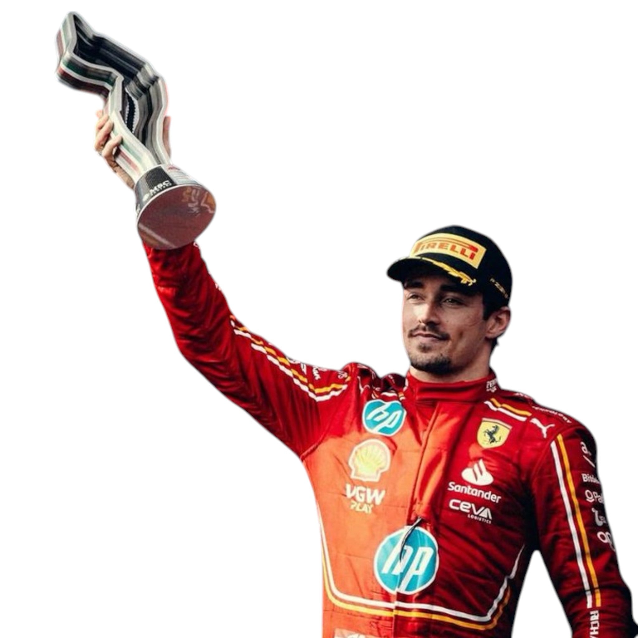 Charles Leclerc 2024 Ferrari Monaco GP F1 race suit with Monaco inspired detailing and sponsor branding
