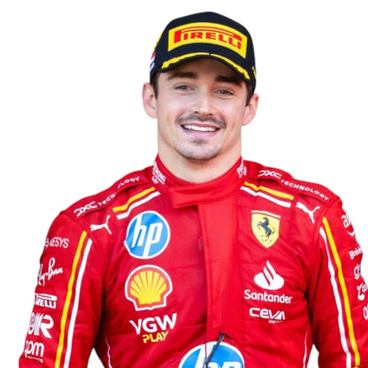 Charles Leclerc 2024 Ferrari Monaco GP F1 race suit with Monaco inspired detailing and sponsor branding