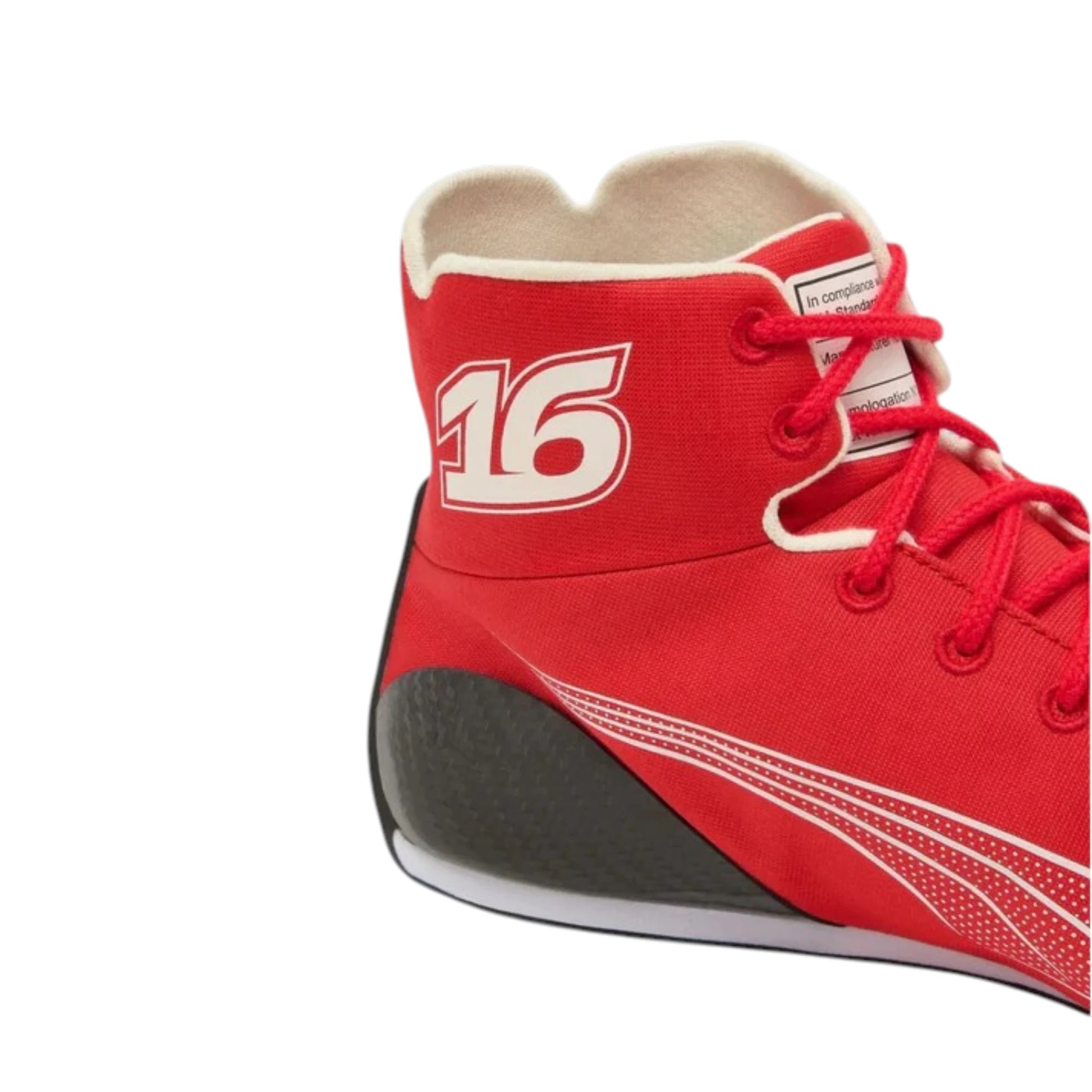 Charles Leclerc 2026 Ferrari F1 racing shoes featuring Ferrari inspired styling and motorsport detailing