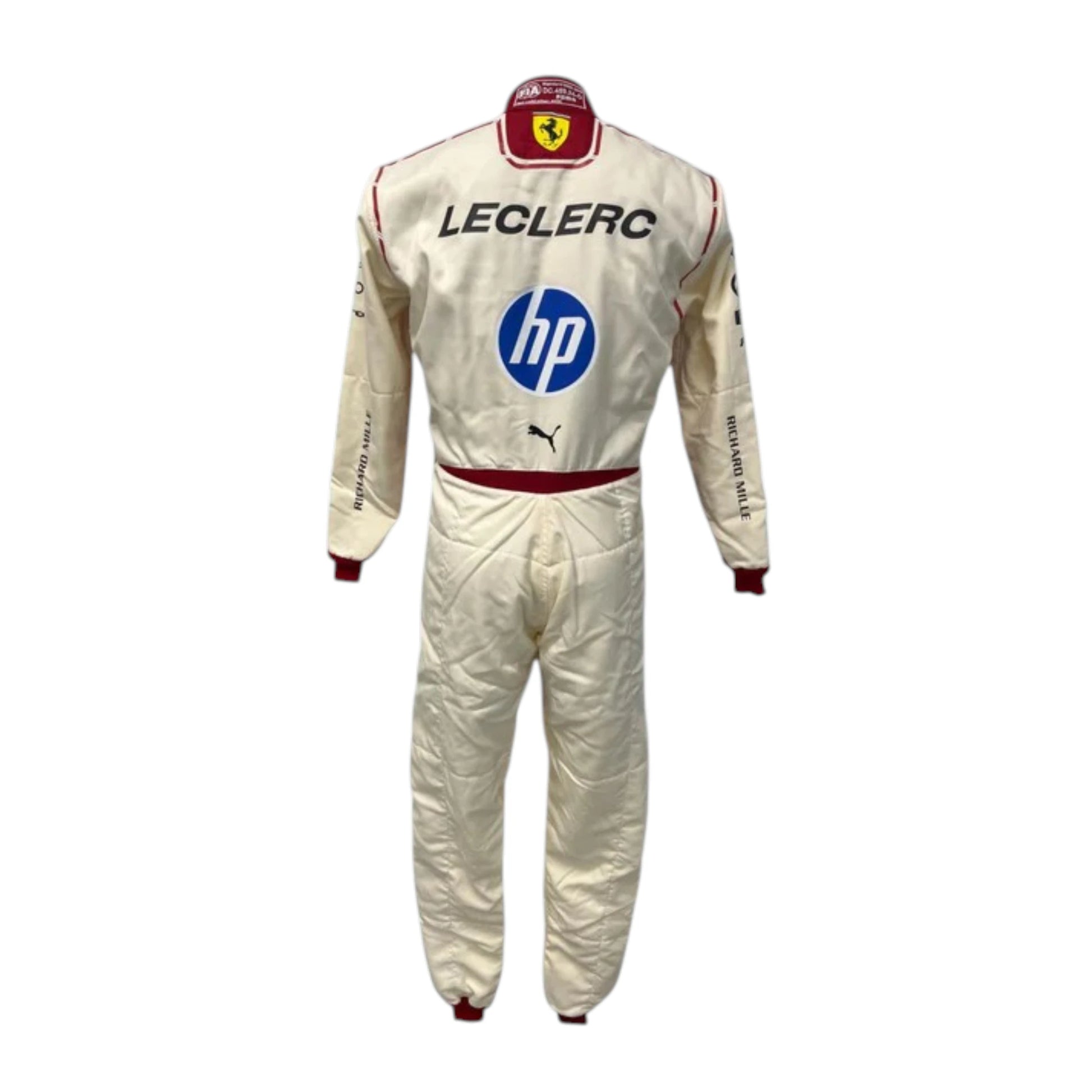 Charles Leclerc 2026 Ferrari Monaco GP F1 race suit featuring white and red Ferrari styling with Monaco Grand Prix detailing