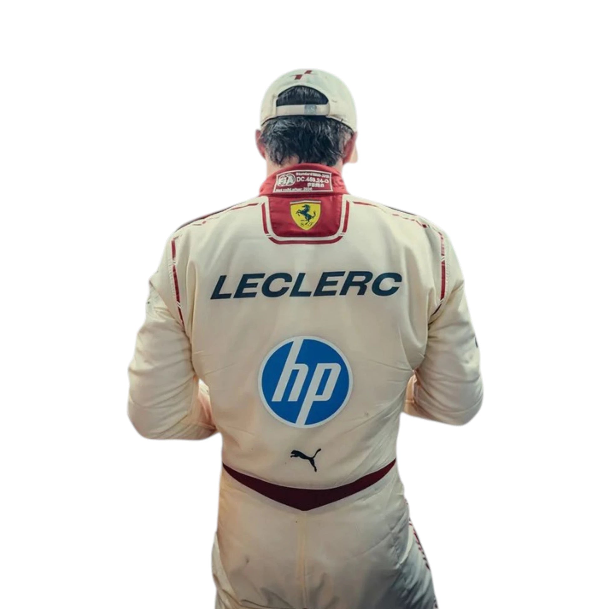 Charles Leclerc 2026 Ferrari Monaco GP F1 race suit featuring white and red Ferrari styling with Monaco Grand Prix detailing