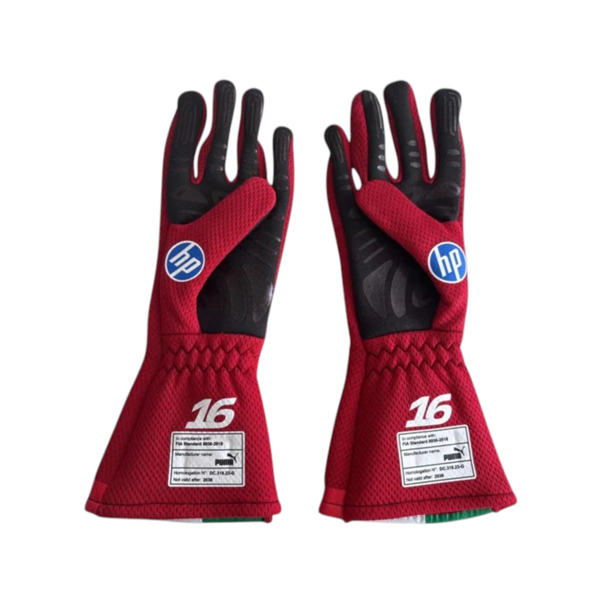 Charles Leclerc 2026 Ferrari Monaco GP F1 racing gloves with special Ferrari Monaco Grand Prix design and sponsor logos