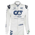 Daniil Kvyat 2020 AlphaTauri F1 race suit in white and navy blue with sponsor logos