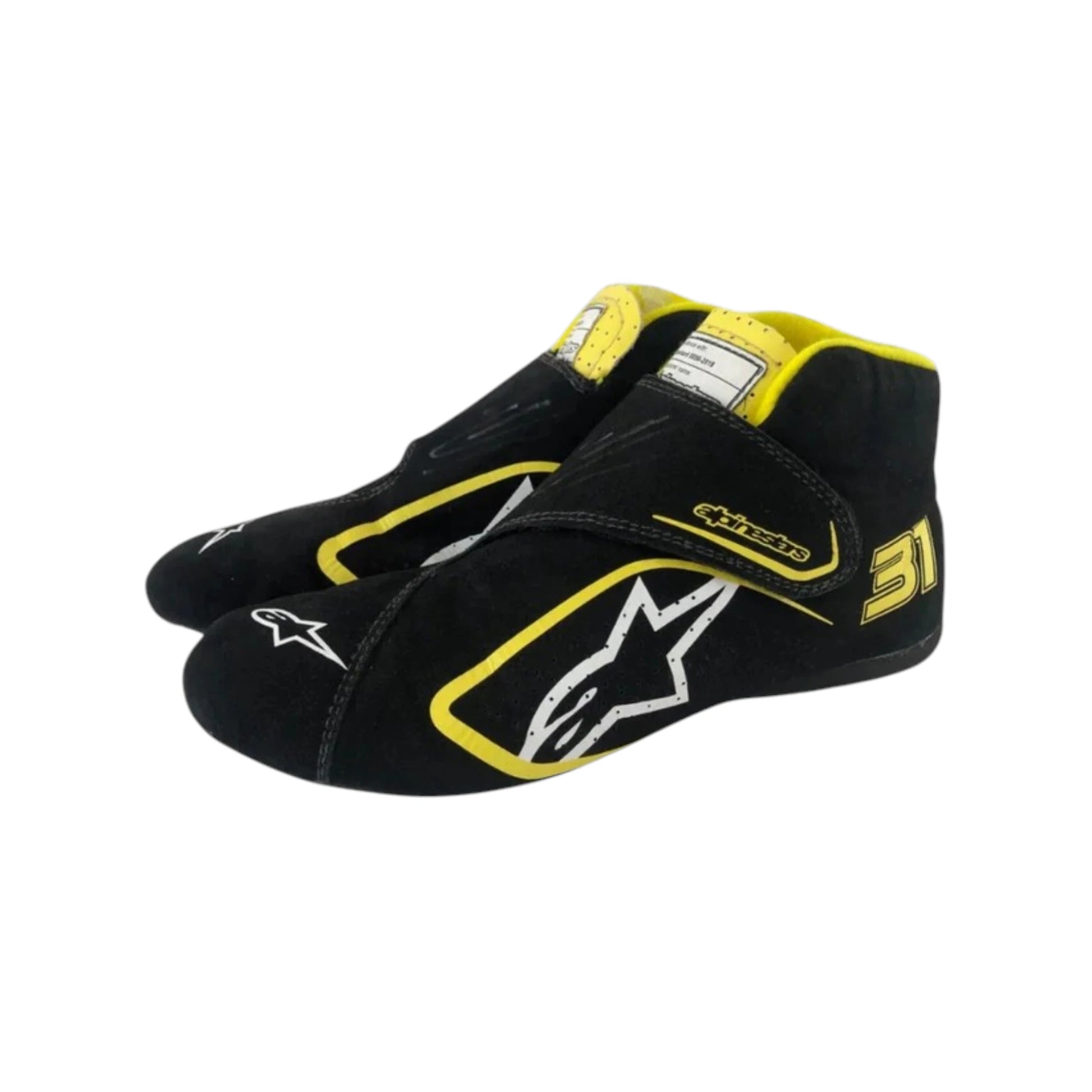 Esteban Ocon 2020 Renault Tuscan GP F1 racing shoes featuring Renault inspired styling and Tuscan Grand Prix detailing