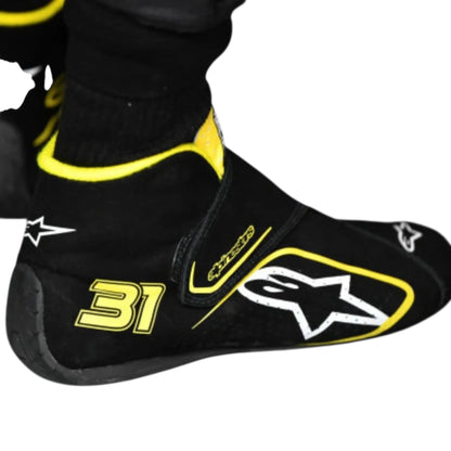 Esteban Ocon 2020 Renault Tuscan GP F1 racing shoes featuring Renault inspired styling and Tuscan Grand Prix detailing