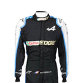 Esteban Ocon 2021 Alpine F1 race suit in black with blue and white accents and sponsor logos