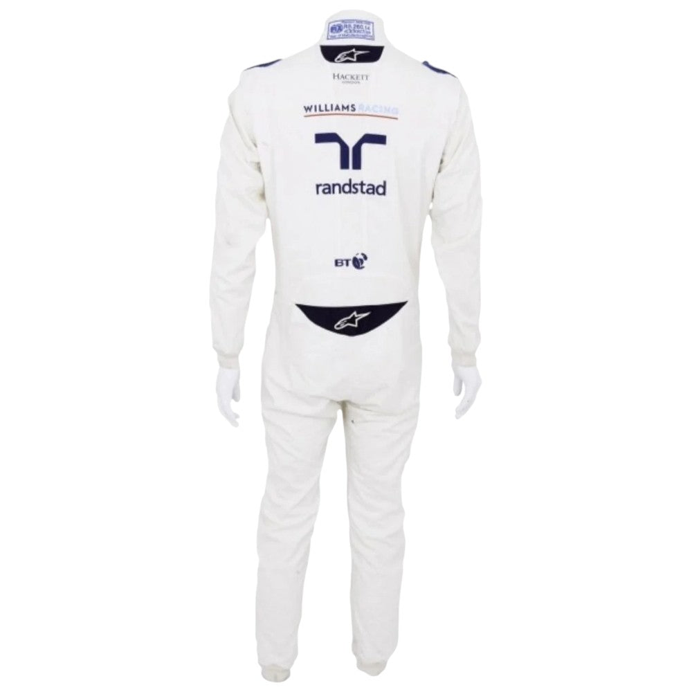 Felipe Massa 2015 Williams F1 race suit in white with blue accents and Martini racing stripes featuring sponsor logos