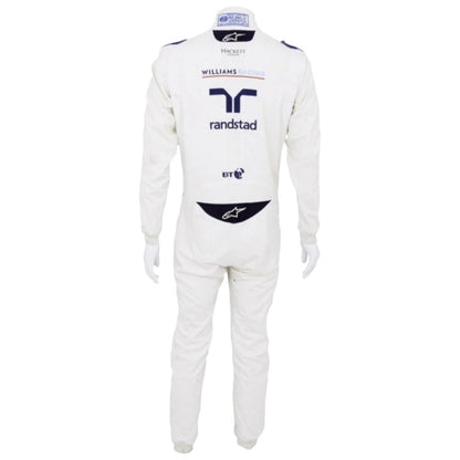 Felipe Massa 2015 Williams F1 race suit in white with blue accents and Martini racing stripes featuring sponsor logos
