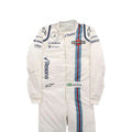 Felipe Massa 2016 Williams F1 race suit in white with navy blue accents and Martini racing stripes featuring sponsor logos