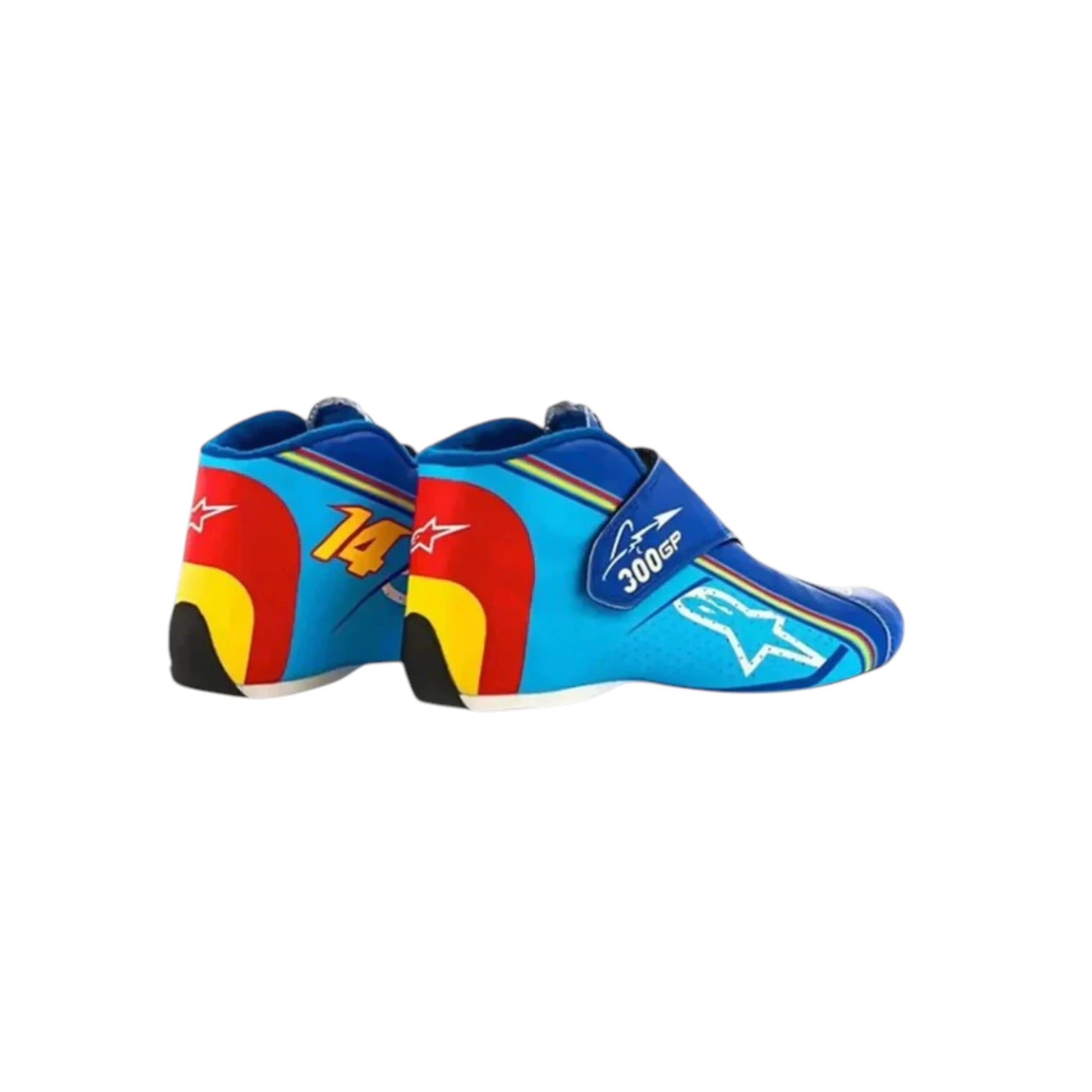 Fernando Alonso 2018 McLaren 300GP Round 7 F1 racing shoes featuring McLaren inspired styling and special edition detailing