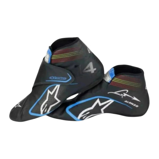 Fernando Alonso 2021 Alpine F1 racing shoes featuring Alpine branding and motorsport detailing