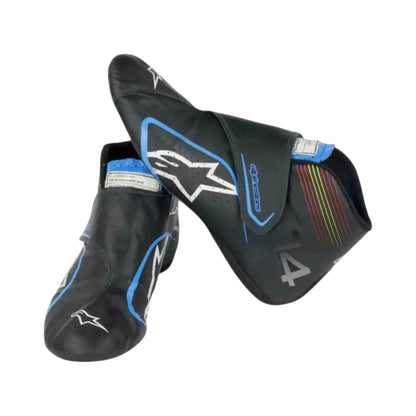 Fernando Alonso 2021 Alpine F1 racing shoes featuring Alpine branding and motorsport detailing