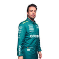 Fernando Alonso 2024 Aston Martin F1 race suit in racing green with lime accents and detailed sponsor branding