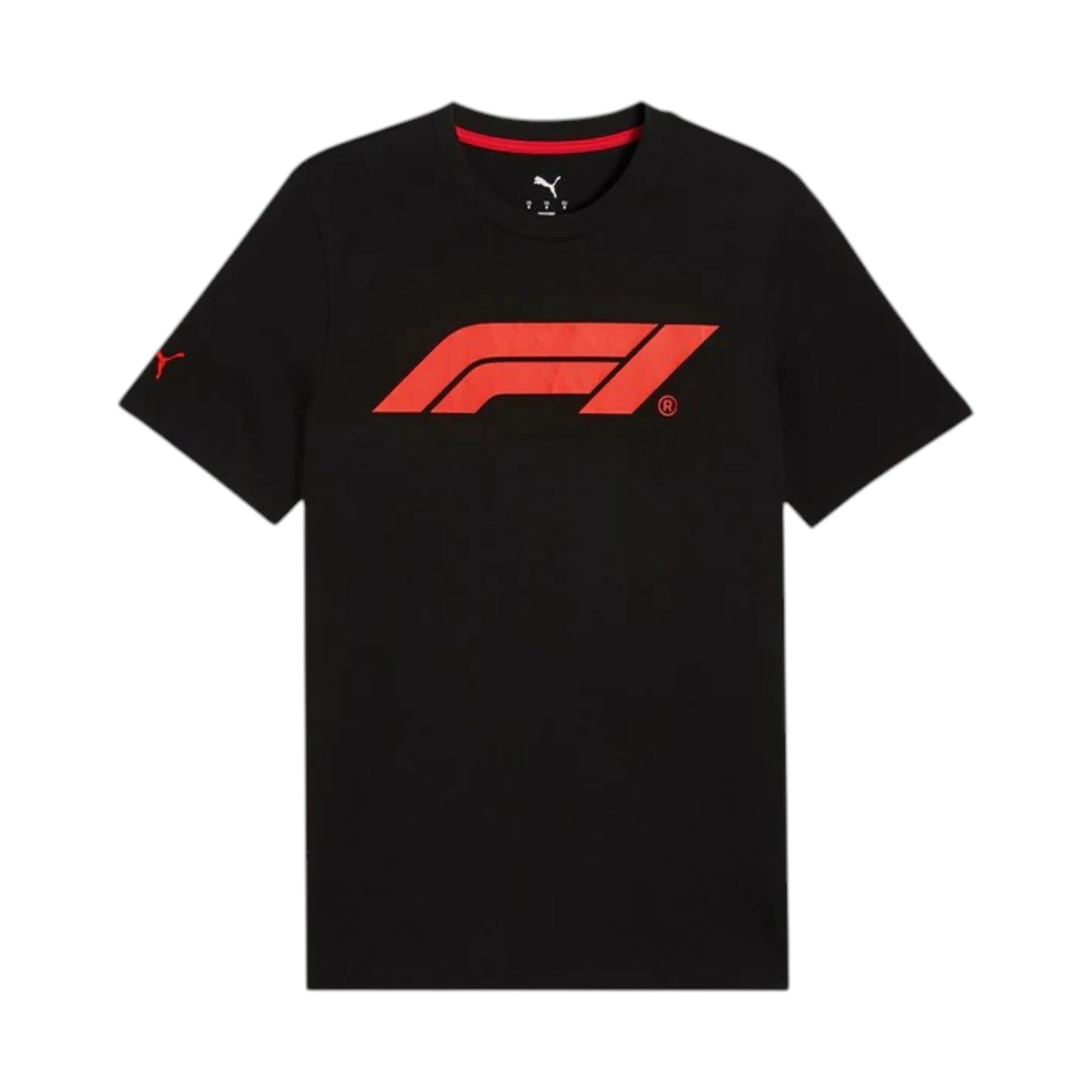 Formula 1 2026 Essentials Men's T-Shirt in black featuring a bold red F1 logo on the chest
