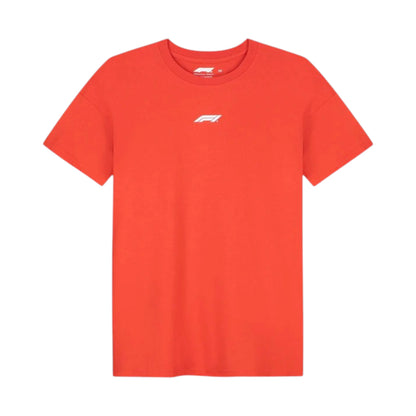 Formula 1 2026 Essentials T-Shirt in red featuring a minimalist white F1 logo on the chest