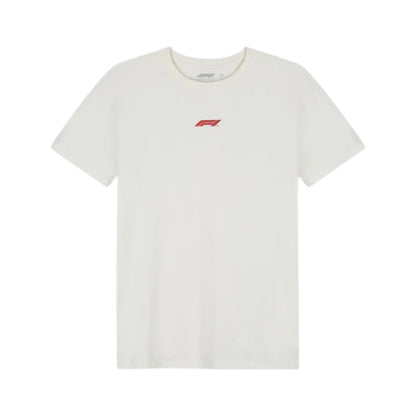 Formula 1 2026 Essentials T-Shirt in white featuring a minimalist white F1 logo on the chest