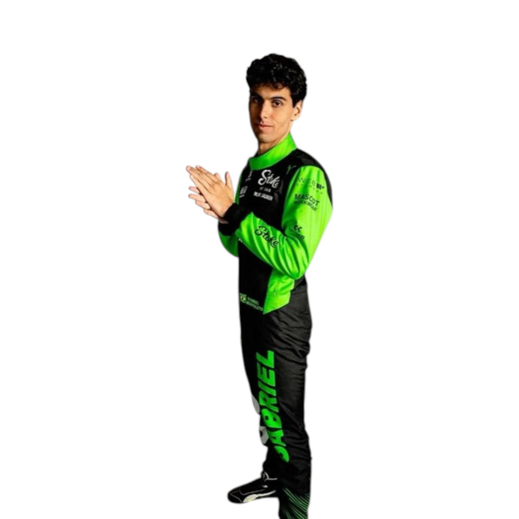 2025 Kick Sauber Formula 1 replica race suit in green and black inspired by Gabriel Bortoleto with sponsor detailing