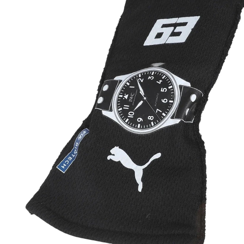 George Russell 2023 Mercedes-AMG Petronas F1 racing gloves with team branding and sponsor logos