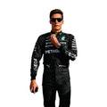 George Russell 2023 Mercedes-AMG Petronas F1 race suit in black with PETRONAS teal accents and sponsor branding