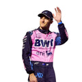 Jack Doohan 2025 Alpine F1 race suit in pink and blue with sponsor branding