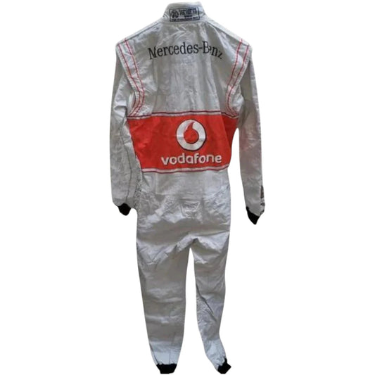 Jenson Button 2011 McLaren F1 race suit in silver and red with Vodafone McLaren Mercedes sponsor logos