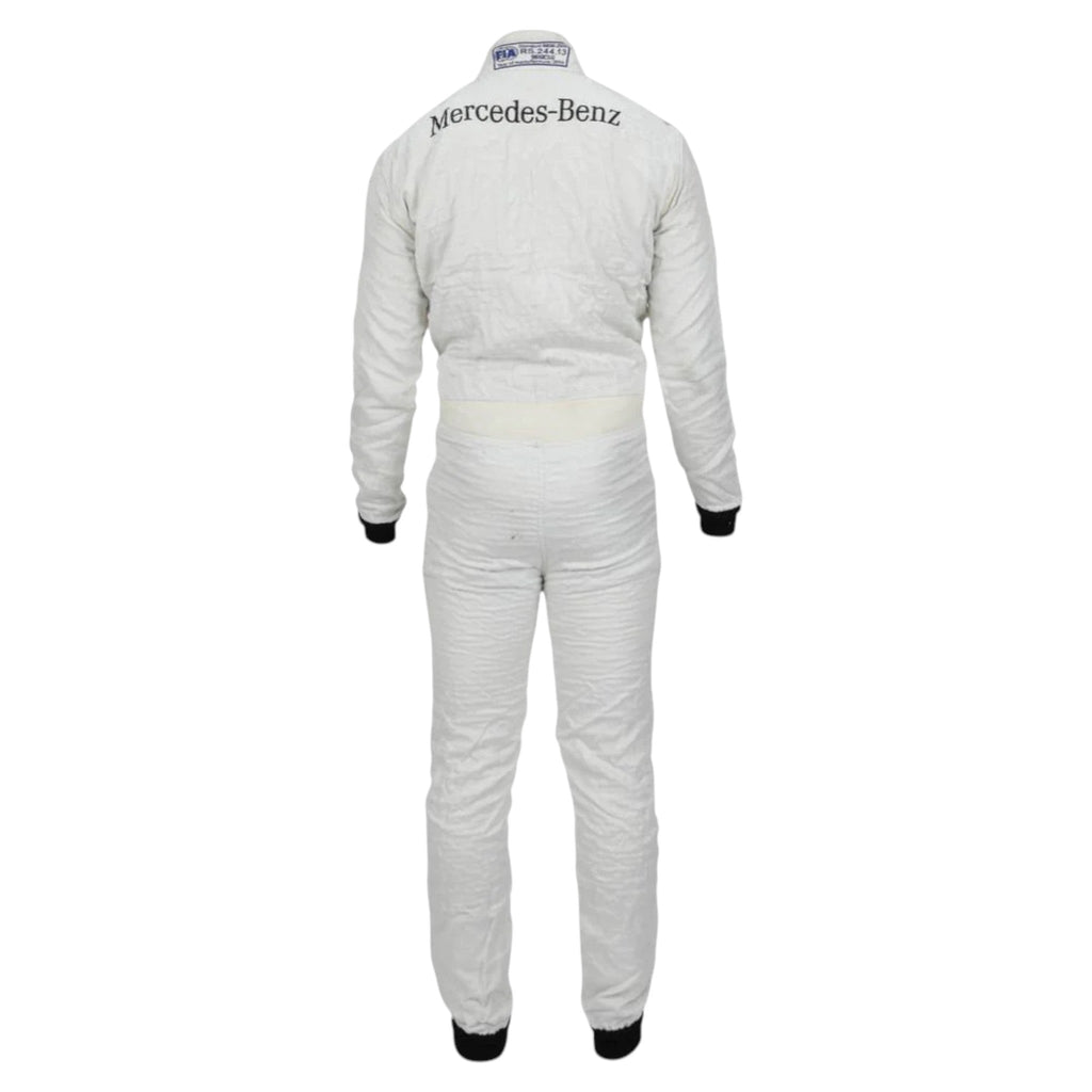 Jenson Button 2014 McLaren F1 race suit in white with fluorescent orange-red sponsor detailing and McLaren Mercedes branding