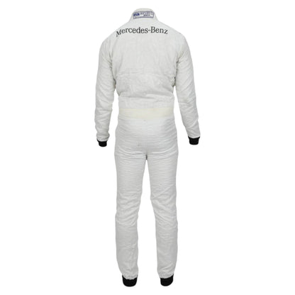 Jenson Button 2014 McLaren F1 race suit in white with fluorescent orange-red sponsor detailing and McLaren Mercedes branding