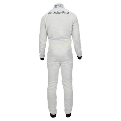 Jenson Button 2014 McLaren F1 race suit in white with fluorescent orange-red sponsor detailing and McLaren Mercedes branding