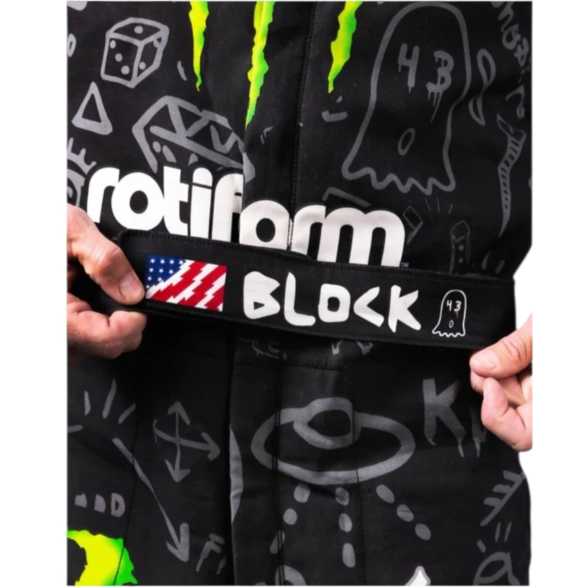 Ken Block 2022 Monster Go Kart Racing Suit featuring Monster Energy inspired motorsport graphics and professional kart racing design