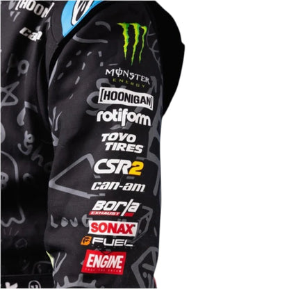 Ken Block 2022 Monster Go Kart Racing Suit featuring Monster Energy inspired motorsport graphics and professional kart racing design