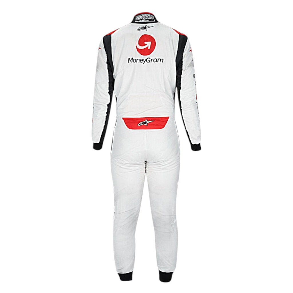Kevin Magnussen 2023 Haas F1 race suit in black with white panels and red detailing