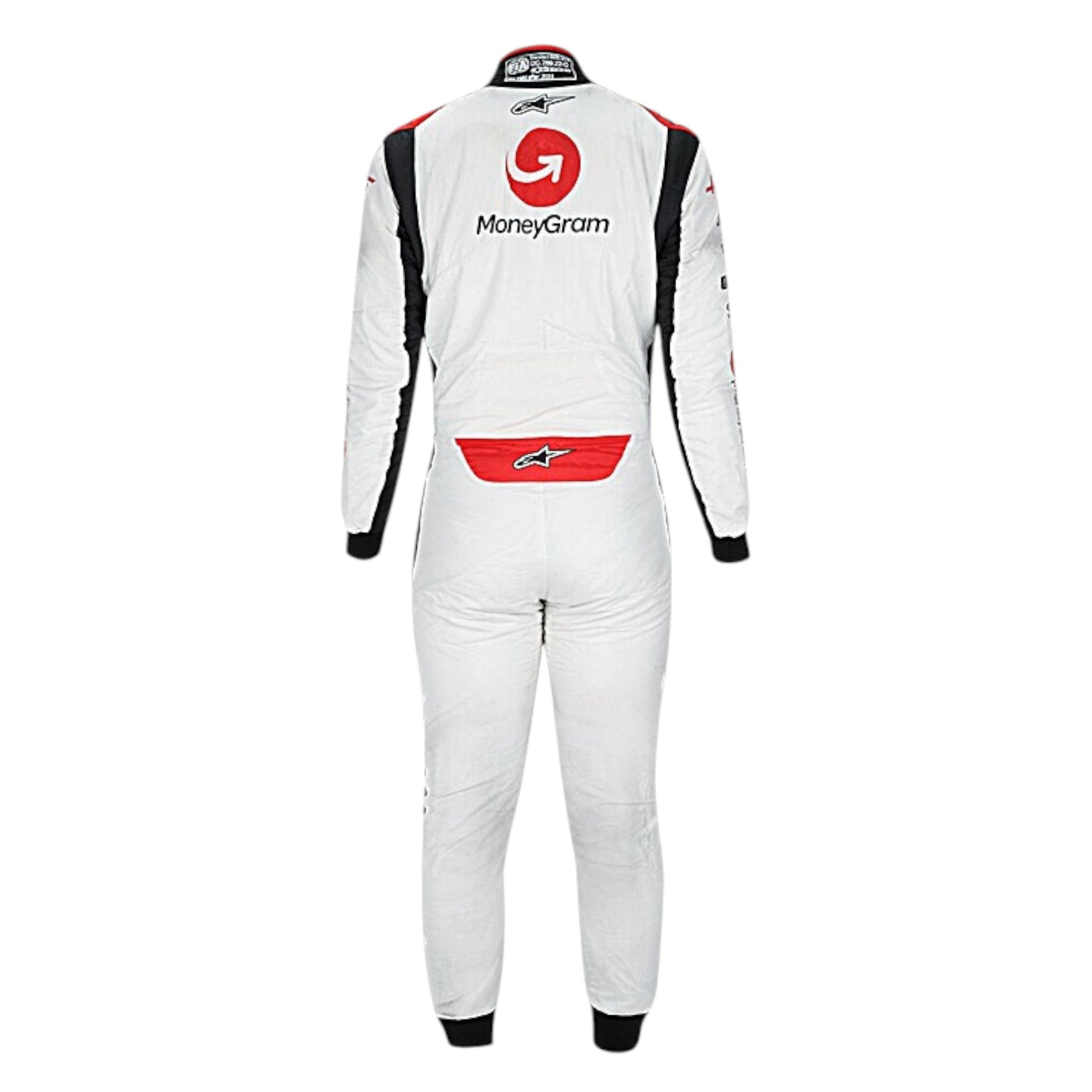 Kevin Magnussen 2023 Haas F1 race suit in black with white panels and red detailing