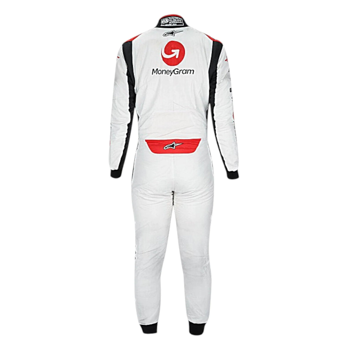 Kevin Magnussen 2023 Haas F1 race suit in black with white panels and red detailing