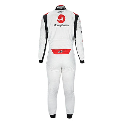 Kevin Magnussen 2023 Haas F1 race suit in black with white panels and red detailing