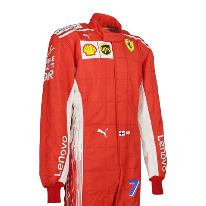 Kimi Raikkonen 2018 Ferrari F1 Racing Suit in red with authentic Ferrari sponsor logos and premium motorsport detailing