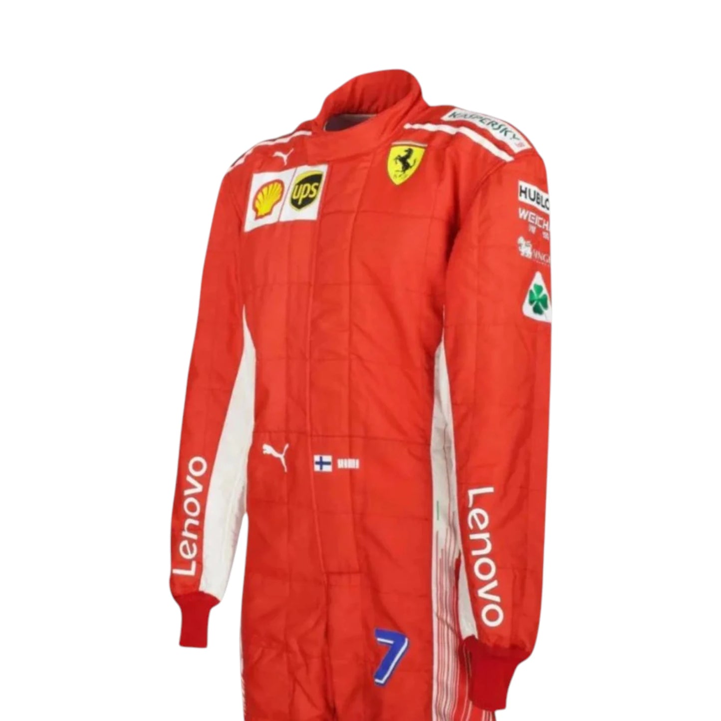 Kimi Raikkonen 2018 Ferrari F1 Racing Suit in red with authentic Ferrari sponsor logos and premium motorsport detailing