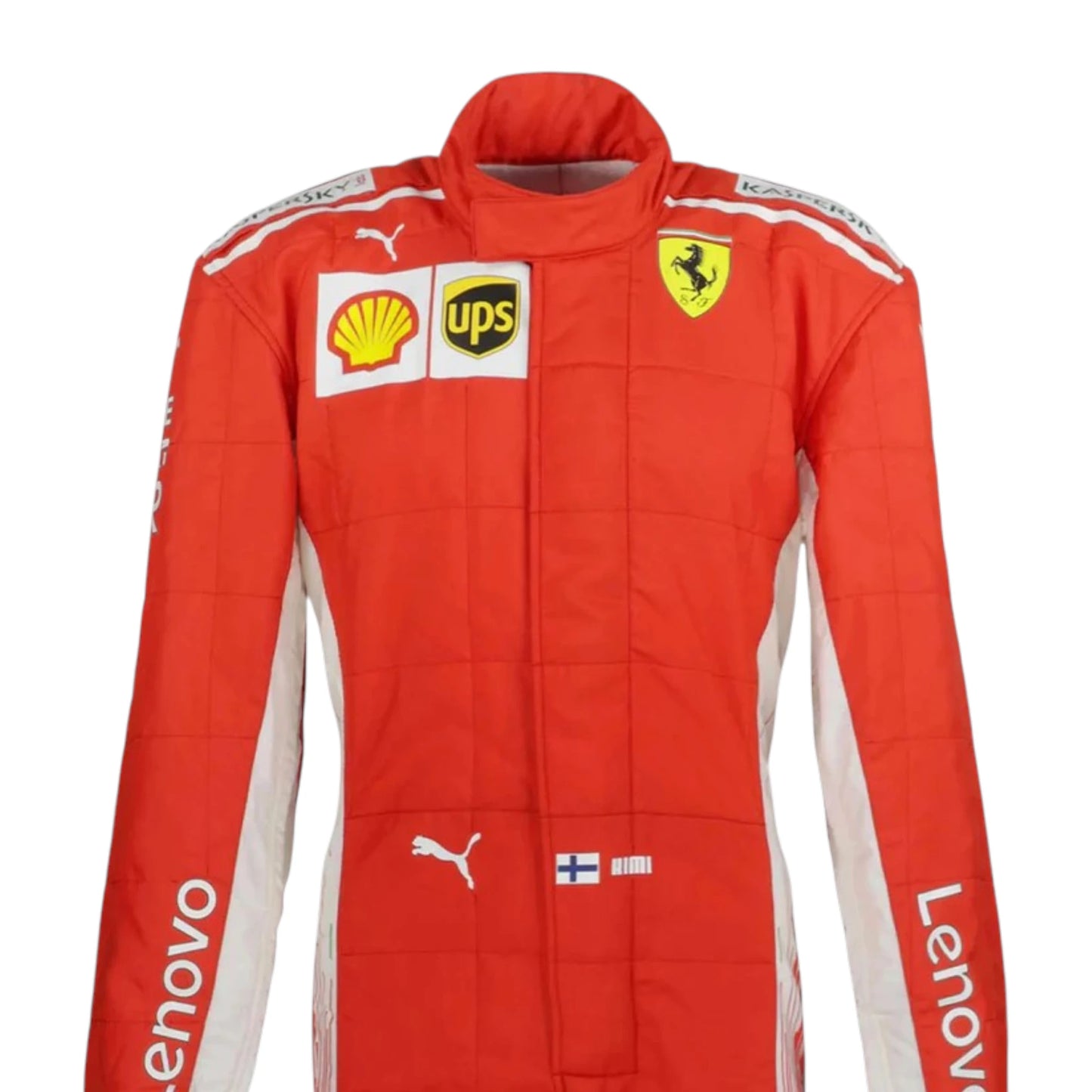 Kimi Raikkonen 2018 Ferrari F1 Racing Suit in red with authentic Ferrari sponsor logos and premium motorsport detailing