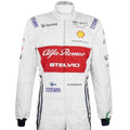 Kimi Räikkönen 2019 Alfa Romeo F1 race suit in red white and black with sponsor logos