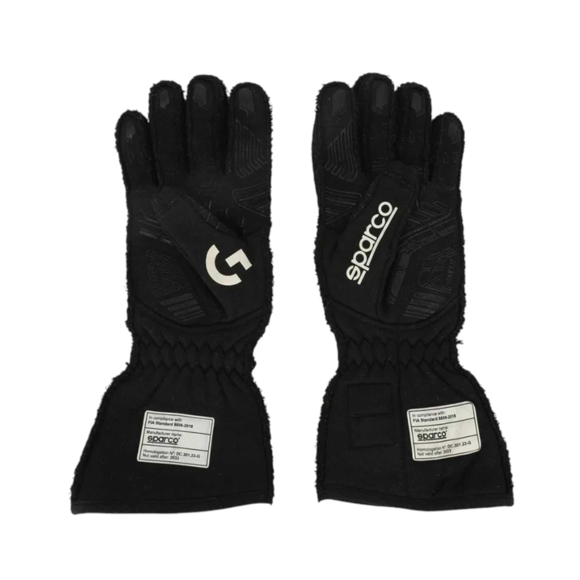 Lando Norris 2023 McLaren F1 Racing Gloves in black with McLaren sponsor logos and premium motorsport detailing