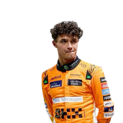Lando Norris 2024 McLaren Singapore GP F1 race suit replica with papaya and special edition design