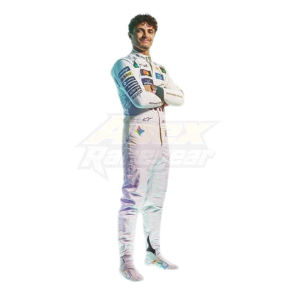 White Lando Norris 2026 McLaren British GP F1 Racing Suit with McLaren Formula 1 team sponsor logos and British GP special edition detailing