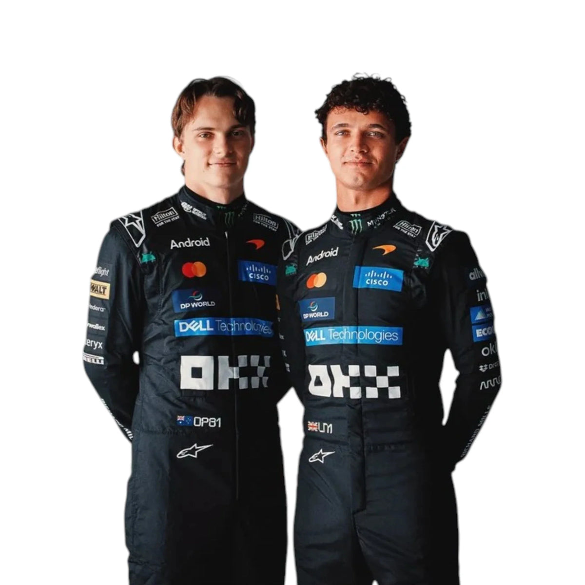 Lando Norris 2026 McLaren Monza GP F1 Racing Suit in black featuring McLaren team branding and sponsor logos
