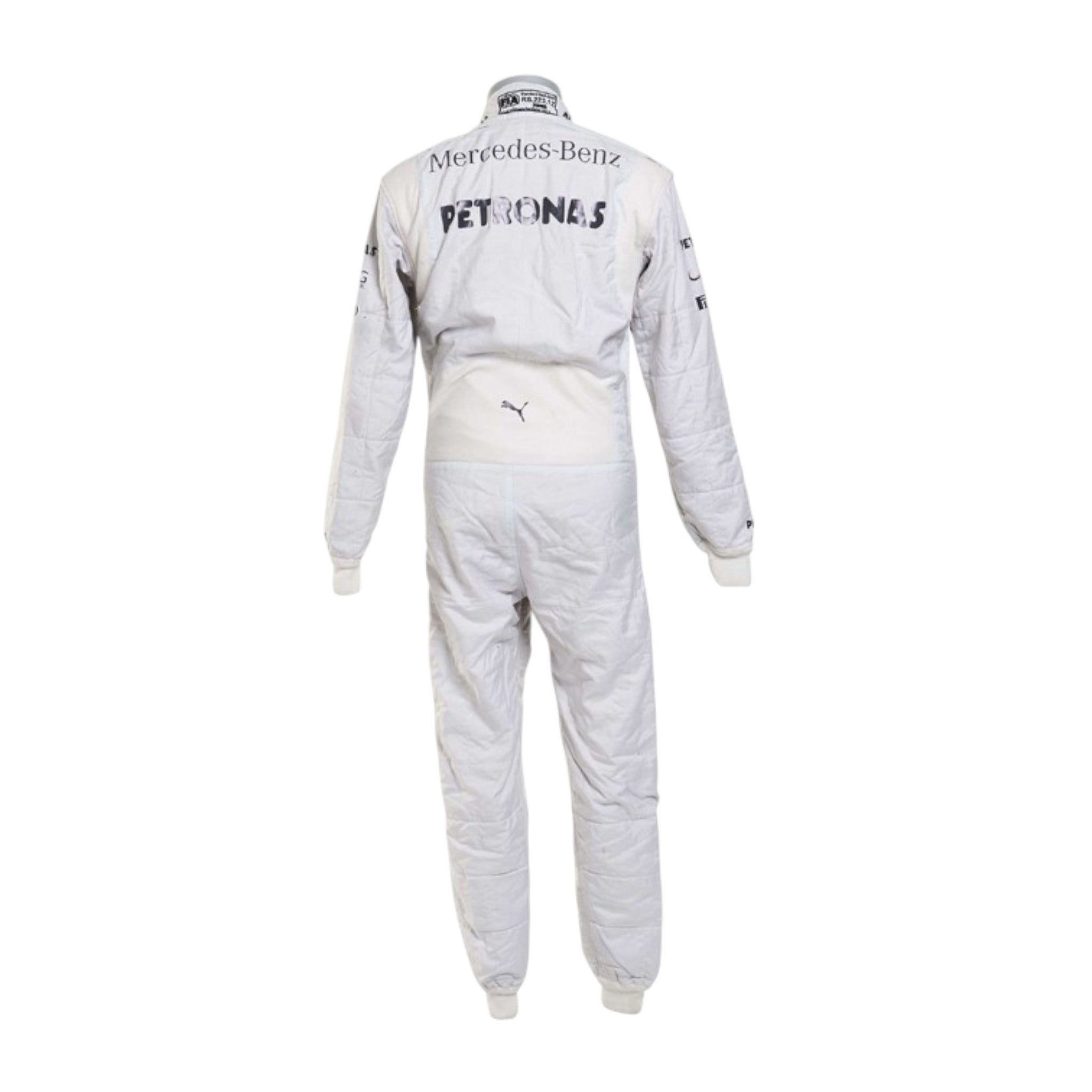 Lewis Hamilton 2014 Mercedes-AMG Petronas F1 race suit in white with black PETRONAS and BlackBerry branding