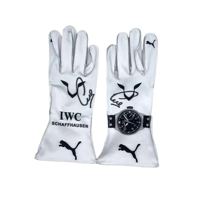 Lewis Hamilton 2018 Mercedes-AMG Petronas F1 racing gloves with team branding and sponsor logos