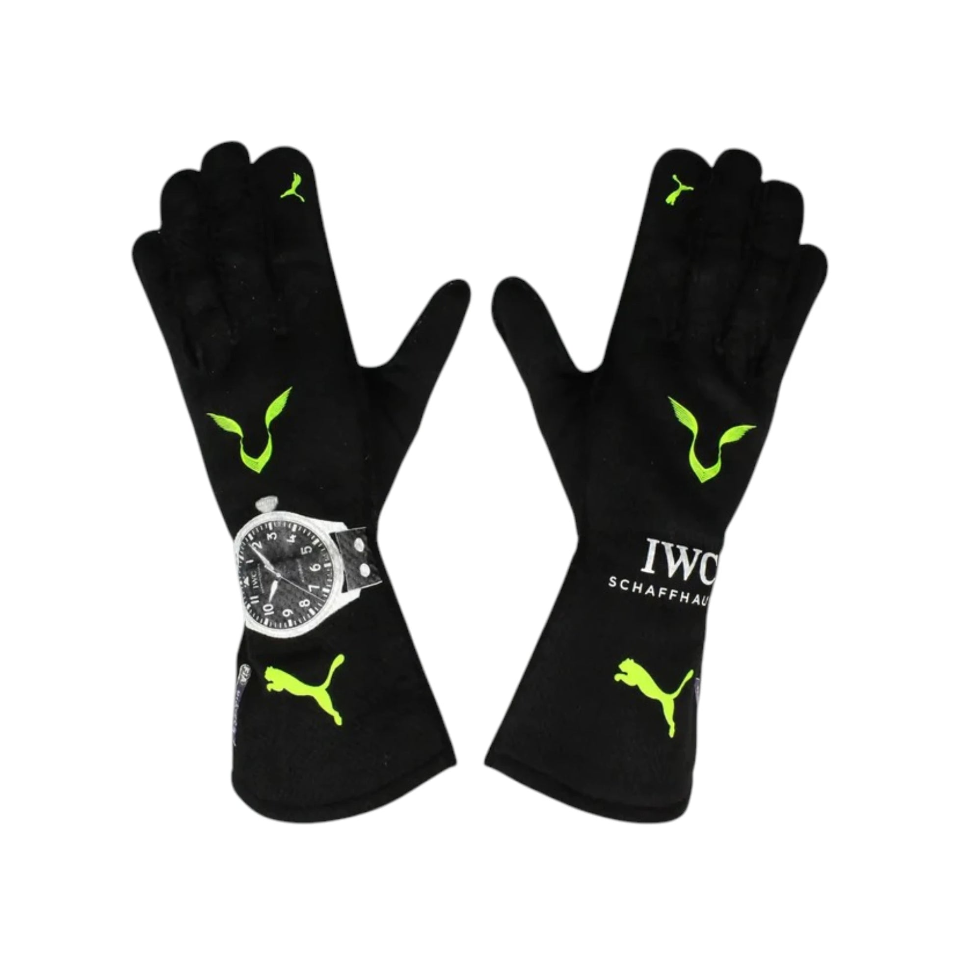 Lewis Hamilton 2022 Mercedes-AMG Petronas F1 racing gloves with team branding and sponsor logos