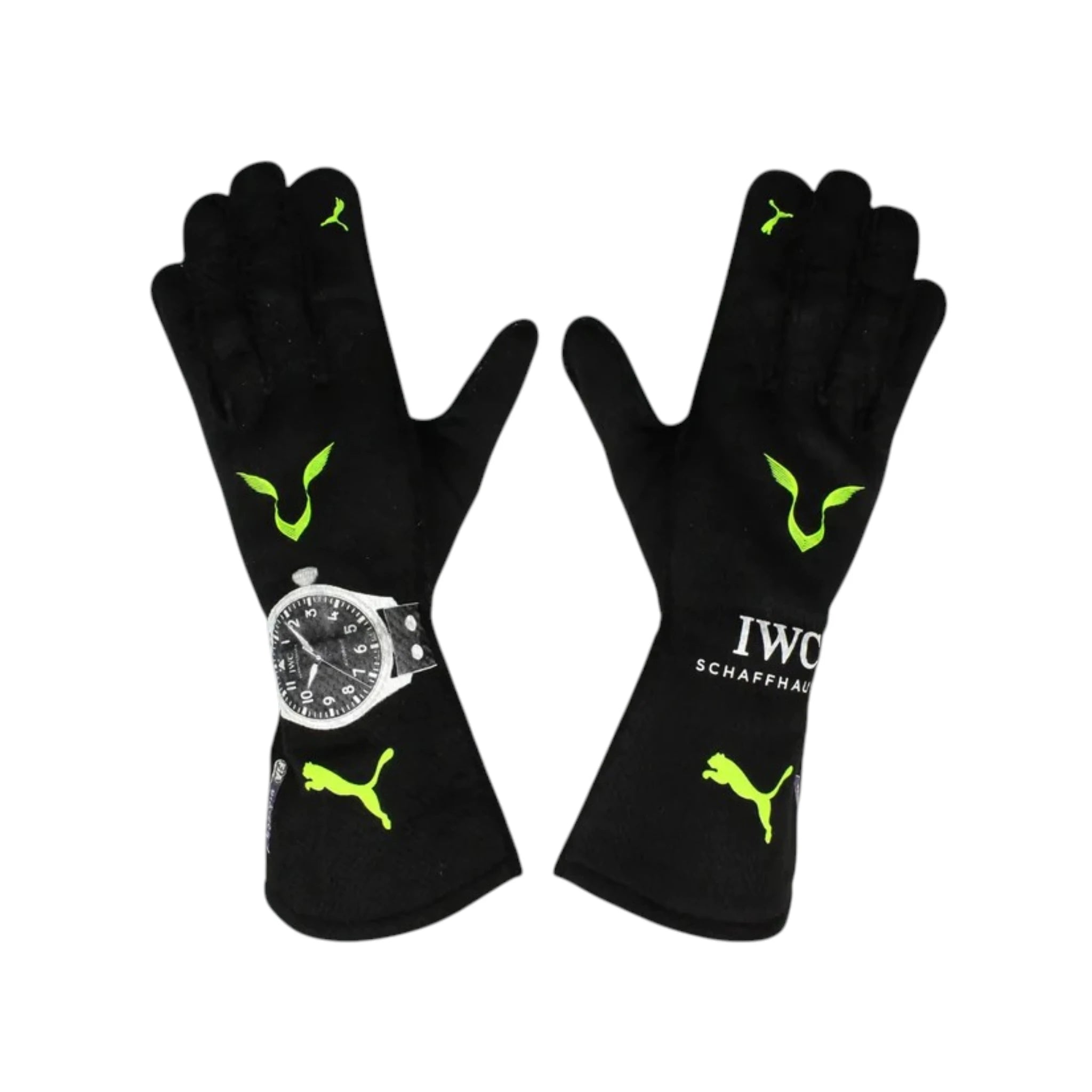 Lewis Hamilton 2022 Mercedes-AMG Petronas F1 racing gloves with team branding and sponsor logos