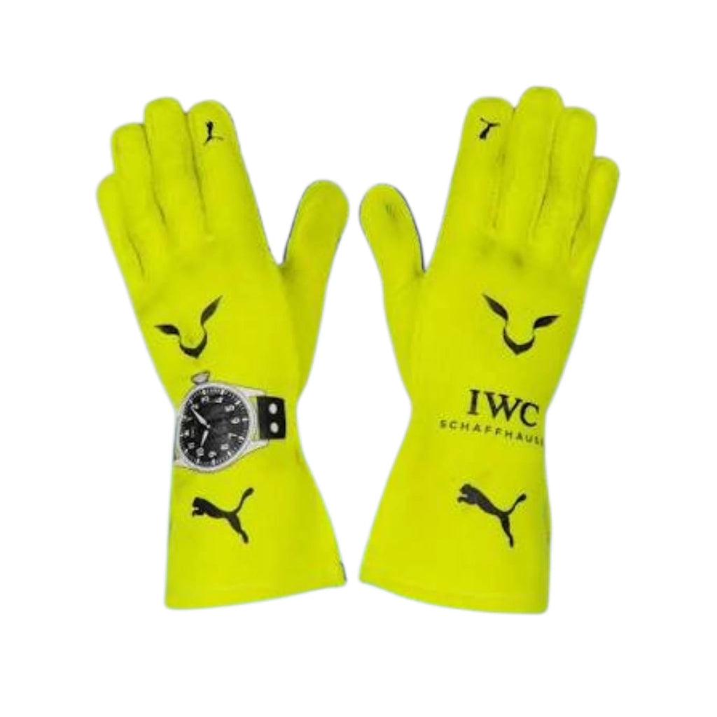 Lewis Hamilton 2023 Mercedes AMG Petronas F1 racing gloves with team branding and sponsor logos